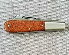 K'roo Custom Sheepsfoot Barlow,3.95" N690..brut de force  look.Terblans Beechwood Scales..Scagel cut