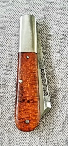 K'roo Custom Sheepsfoot Barlow,3.95" N690..brut de force  look.Terblans Beechwood Scales..Scagel cut
