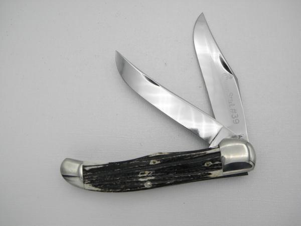 Queen Cutlery Co. #39 Two Blade Folding Hunter in Winterbottom Bone: 5 1/4” closed; early 1958 -1960