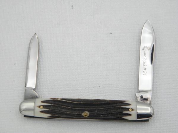 Queen Cutlery Co. #21 Sleeveboard Pen  in Winterbottom Bone: 3 1/4” closed; 1958 – 1960, etched blad