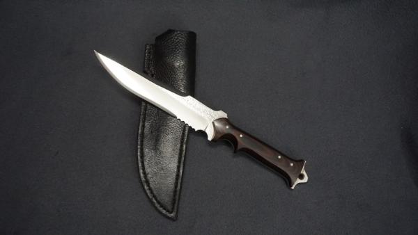 ++ RARE JOHN SCHULPS CUSTOM ONE-OF-A-KIND FIGHTING KNIFE W/CUSTOM LEATHER SHEATH ++