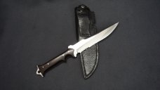 ++ RARE JOHN SCHULPS CUSTOM ONE-OF-A-KIND FIGHTING KNIFE W/CUSTOM LEATHER SHEATH ++