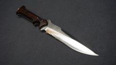 ++ RARE JOHN SCHULPS CUSTOM ONE-OF-A-KIND FIGHTING KNIFE W/CUSTOM LEATHER SHEATH ++