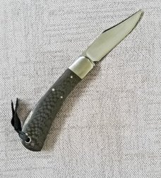 Luke Swenson Lockback Trapper, 4.25", Carbon Fiber, CPM-154, Carried and used,Paul custom slip 
