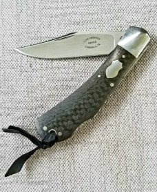 Luke Swenson Lockback Trapper, 4.25", Carbon Fiber, CPM-154, Carried and used,Paul custom slip 