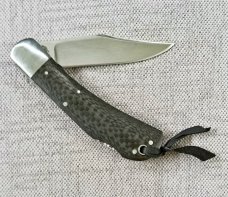 Luke Swenson Lockback Trapper, 4.25", Carbon Fiber, CPM-154, Carried and used,Paul custom slip 