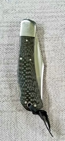 Luke Swenson Lockback Trapper, 4.25", Carbon Fiber, CPM-154, Carried and used,Paul custom slip 