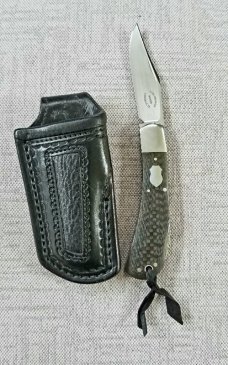 Luke Swenson Lockback Trapper, 4.25", Carbon Fiber, CPM-154, Carried and used,Paul custom slip 