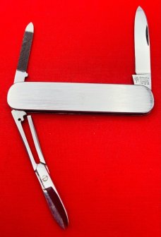 Vintage BOKER SOLINGEN GERMANY INOX 3-Blade Lobster Pen Pocket Knife c1960s Milled Stainless Steel