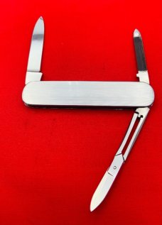 Vintage BOKER SOLINGEN GERMANY INOX 3-Blade Lobster Pen Pocket Knife c.1960’s Milled Stainless Steel