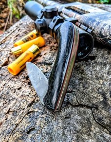 STONE HANDMADE KNIVES - Hunter - Black Damascus Micarta Handles - Damasteel Blade -NEW