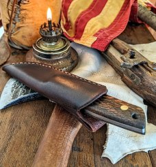 Richard Darby's Judgement Knives - Loveless Style Puukko - Leopard Wood Handles - Buckshot Damascus