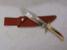 Vintage Custom Jeff HOLLETT 1 92 FATE TX STAG Handle HUNTING Knife 12-34 OA