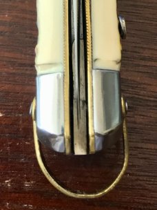 Bargeon French Small Switchblade, 7 1/2 Inch, Faux Stag Handle, Excellent Unused Condition  