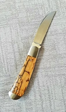 Andy Fannin Custom Mammoth Ivory Swayback Knife,,coa/slip, PM-154 ,3.5" clsd  with my diamond shield