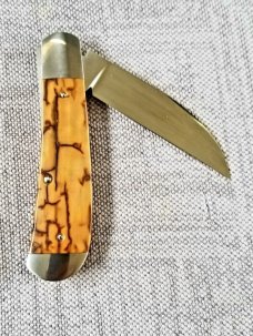 Andy Fannin Custom Mammoth Ivory Swayback Knife,,coa/slip, PM-154 ,3.5" clsd  with my diamond shield