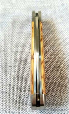 Andy Fannin Custom Mammoth Ivory Swayback Knife,,coa/slip, PM-154 ,3.5" clsd  with my diamond shield
