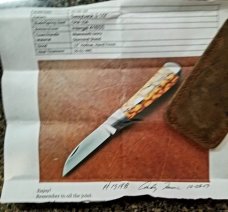 Andy Fannin Custom Mammoth Ivory Swayback Knife,,coa/slip, PM-154 ,3.5" clsd  with my diamond shield