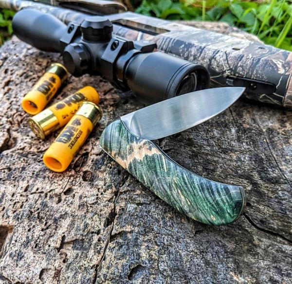 STONE HANDMADE KNIVES - Hunter - Dyed Maple Burl Handles - NEW STONE HANDMADE KNIVES - Hunter - Dyed Maple Burl Handles - NEW