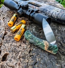 STONE HANDMADE KNIVES - Hunter - Dyed Maple Burl Handles - NEW