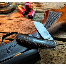 STONE HANDMADE KNIVES - Gunstock - Orange and Black G-Mascus Handles - NEW