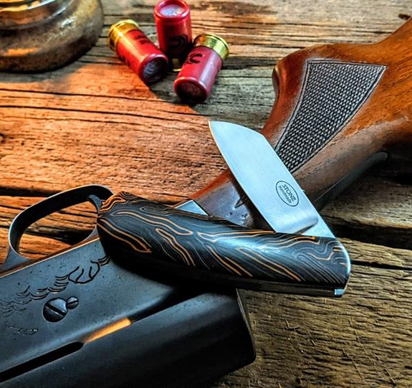 STONE HANDMADE KNIVES - Gunstock - Orange and Black G-Mascus Handles - NEW STONE HANDMADE KNIVES - Gunstock - Orange and Black G-Mascus Handles - NEW