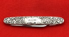Vintage EMPIRE KNIFE CO Sterling Silver 2-Blade Shadow Pen Folding Pocket Knife c.1856-1930