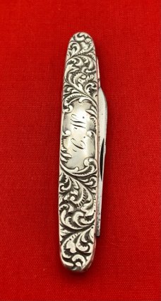 Vintage EMPIRE KNIFE CO Sterling Silver 2-Blade Shadow Pen Folding Pocket Knife c.1856-1930