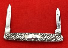 Vintage EMPIRE KNIFE CO Sterling Silver 2-Blade Shadow Pen Folding Pocket Knife c.1856-1930