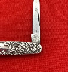 Vintage EMPIRE KNIFE CO Sterling Silver 2-Blade Shadow Pen Folding Pocket Knife c.1856-1930