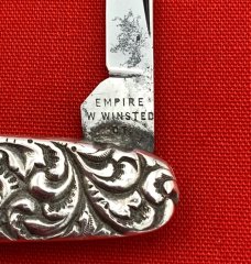 Vintage EMPIRE KNIFE CO Sterling Silver 2-Blade Shadow Pen Folding Pocket Knife c.1856-1930