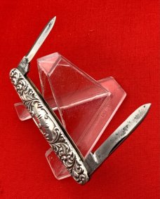 Vintage EMPIRE KNIFE CO Sterling Silver 2-Blade Shadow Pen Folding Pocket Knife c.1856-1930