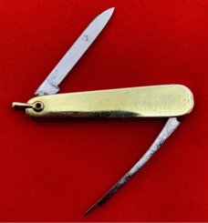 Vintage B.B. CO. (Beaverbrook) Gold Toned Sleeveboard Lobster Pen Knife c.1880