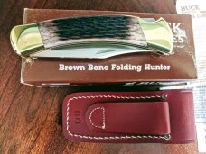 Buck 110 Brown Jigged Bone Vintage 1990 *Super Mint* w/ box, sheath, papers*
