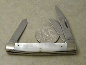Queen Steel Made in USA Pearl #57 Medium Stockman Knife c.1970's