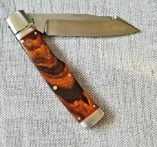 K'roo Custom Native Knife, NEW,W/ slip, 4"..Arizona Desert Ironwood..red accents..rwl34. Filework 
