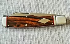K'roo Custom Native Knife, NEW,W/ slip, 4"..Arizona Desert Ironwood..red accents..rwl34. Filework 
