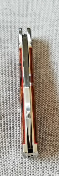 K'roo Custom Native Knife, NEW,W/ slip, 4"..Arizona Desert Ironwood..red accents..rwl34. Filework 