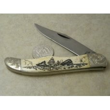 Case XX Stainless USA 3 Dot (1977) W165 SSP SAB Scrimshawed Bone Moby Dick Folding Hunter Knife