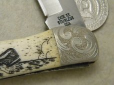 Case XX Stainless USA 3 Dot (1977) W165 SSP SAB Scrimshawed Bone Moby Dick Folding Hunter Knife  