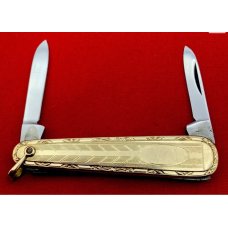 Vintage VOOS STAINLESS 2-Blade Sleeveboard Skeleton Pen Folding Pocket Knife c1919-1991