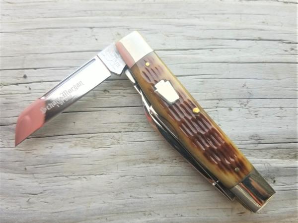 SCHATT & MORGAN QUEEN CUTLERY CO USA 2006 GREEN BONE LG PA CONGRESS KNIFE NIB 