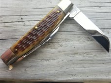 SCHATT & MORGAN QUEEN CUTLERY CO USA 2006 GREEN BONE LG PA CONGRESS KNIFE NIB 
