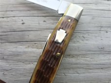 SCHATT & MORGAN QUEEN CUTLERY CO USA 2006 GREEN BONE LG PA CONGRESS KNIFE NIB 