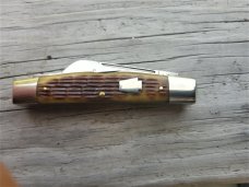 SCHATT & MORGAN QUEEN CUTLERY CO USA 2006 GREEN BONE LG PA CONGRESS KNIFE NIB 