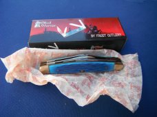 Steel Warrior Folding 4 Blade Congress Pocket Knife W/ Beautiful Blue Jigged Bone scales NOS/NIB