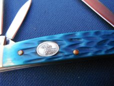 Steel Warrior Folding 4 Blade Congress Pocket Knife W/ Beautiful Blue Jigged Bone scales NOS/NIB