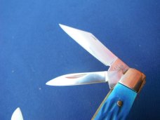 Steel Warrior Folding 4 Blade Congress Pocket Knife W/ Beautiful Blue Jigged Bone scales NOS/NIB