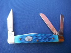 Steel Warrior Folding 4 Blade Congress Pocket Knife W/ Beautiful Blue Jigged Bone scales NOS/NIB