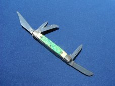 Steel Warrior Folding 5 Blade Pocket Knife W/ Beautiful Green Jigged Bone scales NOS/NIB